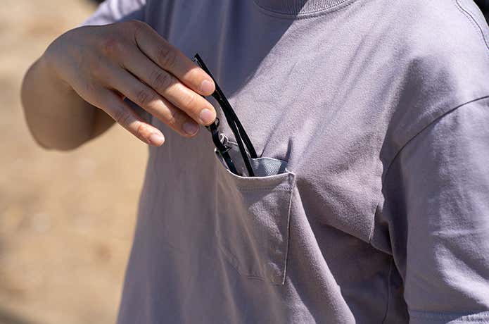 MT コットン Tシャツ サングラスが落ちない胸ポケット