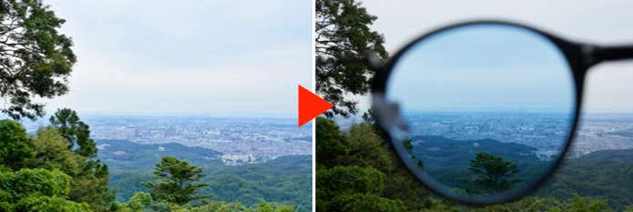 ブルー系レンズ越しの視界