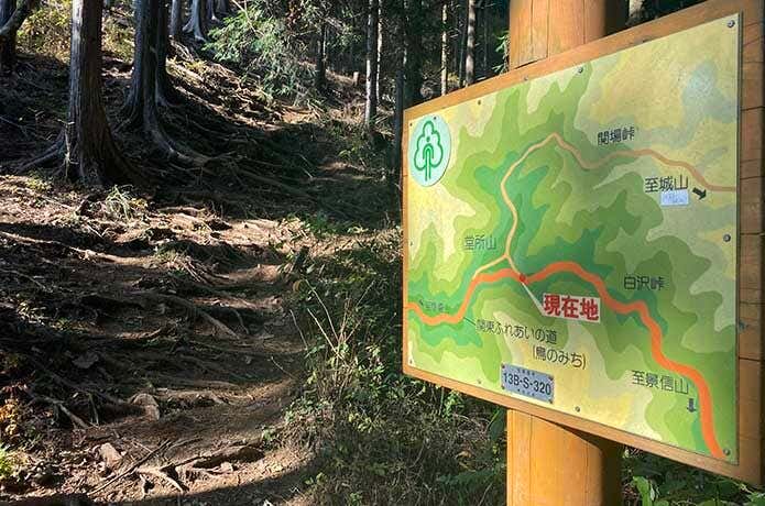 巻き道との分岐と地図