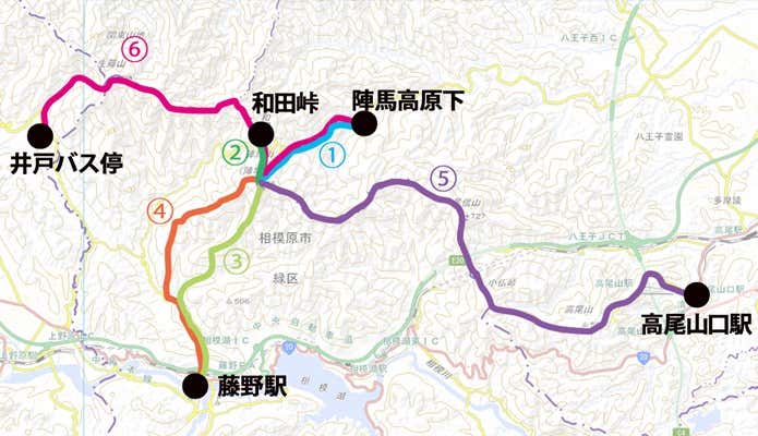 陣馬山コースマップ