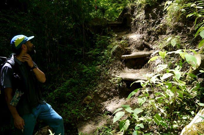 登山道整備で設置した階段