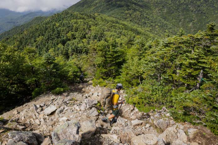 登山道を降りる