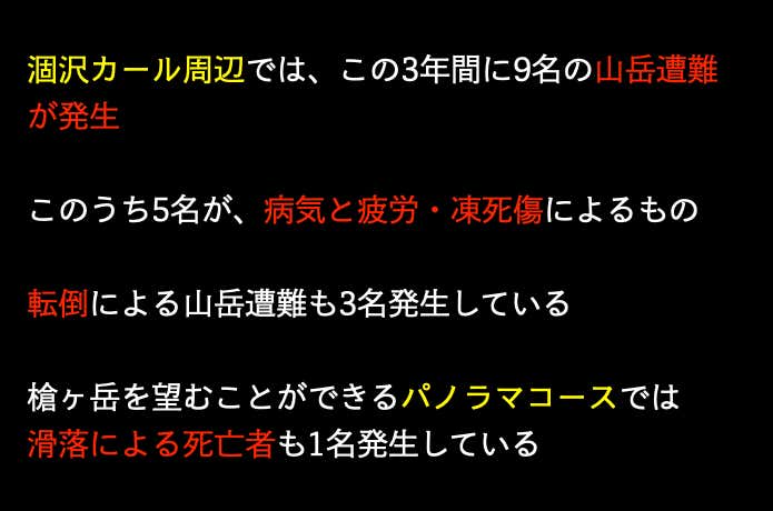 ※長野県内で2019年〜2021年に発生した紅葉シーズン（9〜10月）の山岳遭難