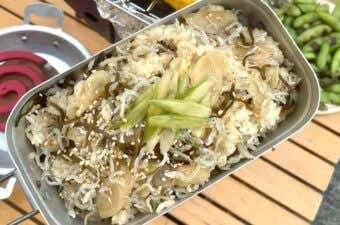 メスティン　レシピ　しらすと葉生姜の炊き込みご飯