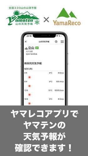ヤマレコ×ヤマテン。スマホの画面