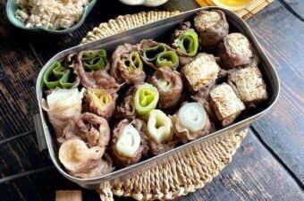 メスティン　レシピ　巻き巻き牛すき焼き
