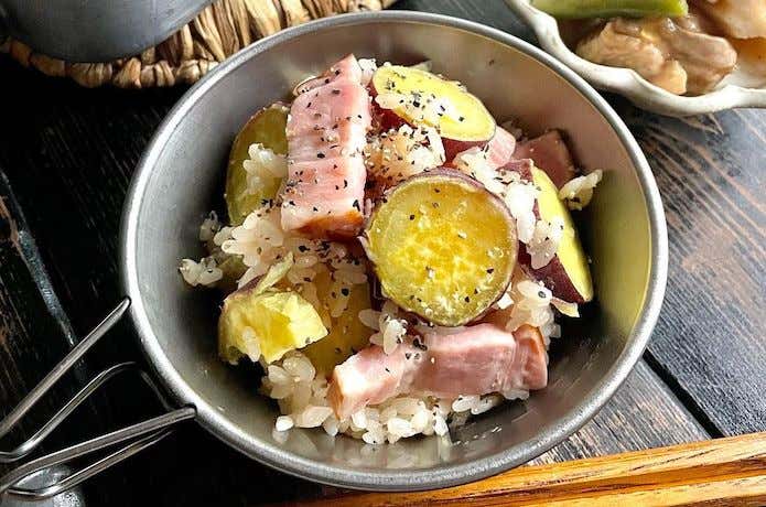 メスティンマニア　レシピ　さつまいもとベーコンの炊き込みご飯