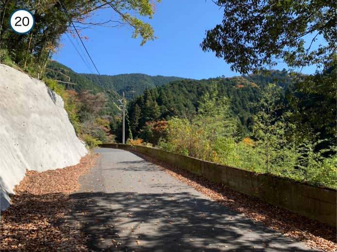 1車線道路を進む
