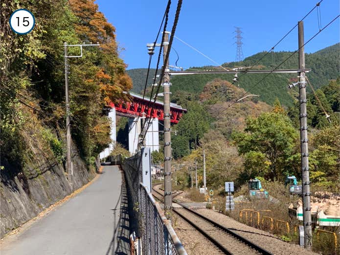 中央線に沿って歩く