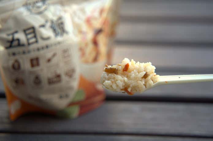 出来上がった「安心米 五目ご飯」