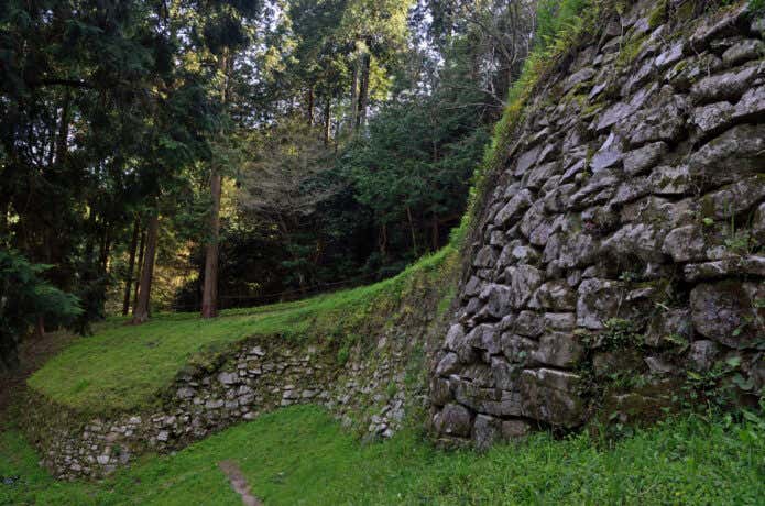 四王寺山の石垣と森