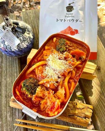 メスティン　レシピ　トマトチゲうどん