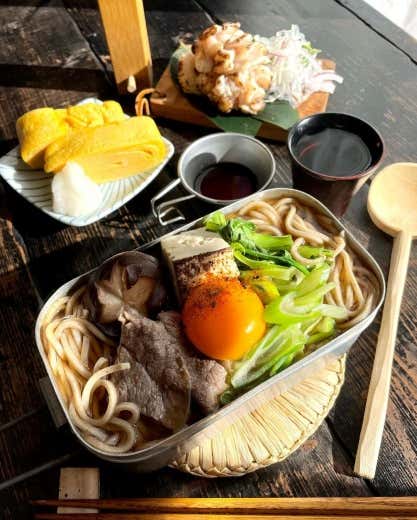 すき焼き蕎麦と卵焼き