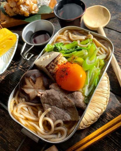完成したすき焼き蕎麦