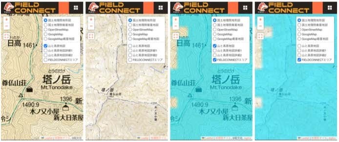地図表示はレイヤーで変更可能