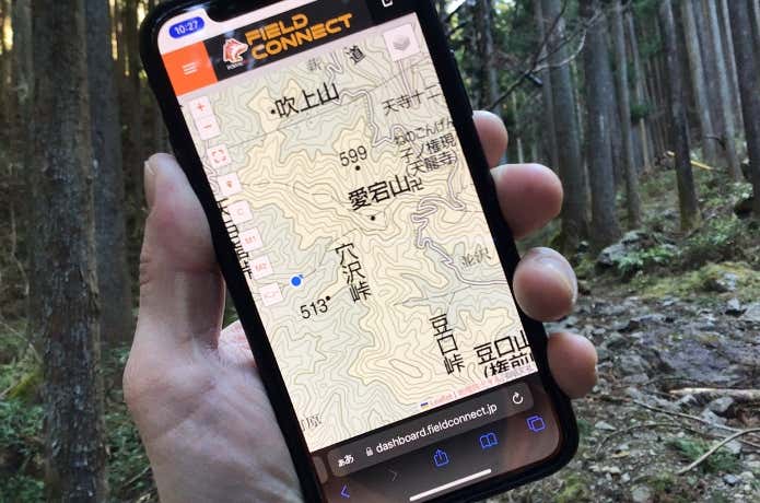 青丸が現在地・矢印が進行方向