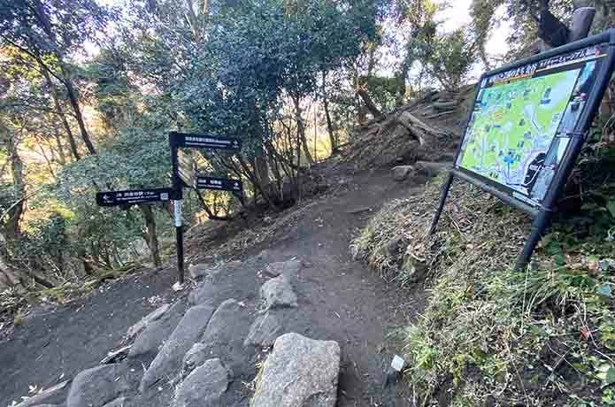 鋸山の関東ふれあいの道と合流する分岐