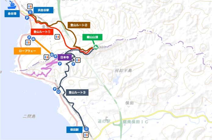鋸山の全体マップ