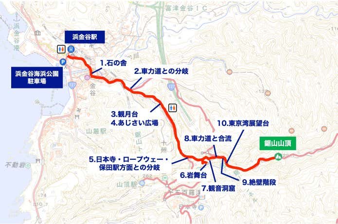 鋸山の登山ルート①関東ふれあいの道