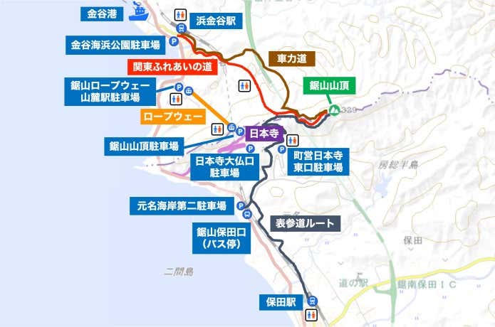 鋸山アクセス全体マップ