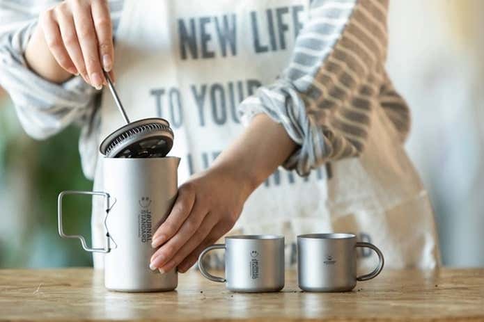 ☆チタン製フレンチプレスコーヒーメーカーセット＊シルバーアントとＪＳＦのコラボ製 JOURNAL STANDARD FURNITURE×SilverAnt。コーヒーフレンチプレス