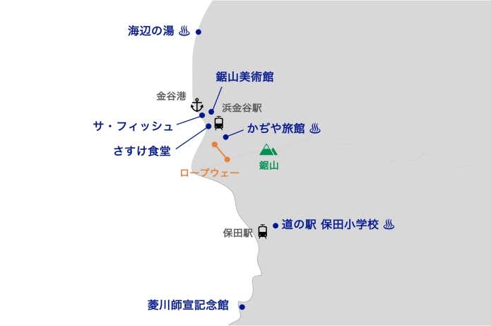 鋸山周辺の観光地マップ