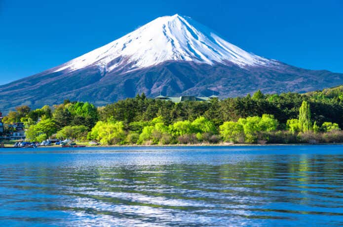 湖から見る富士山