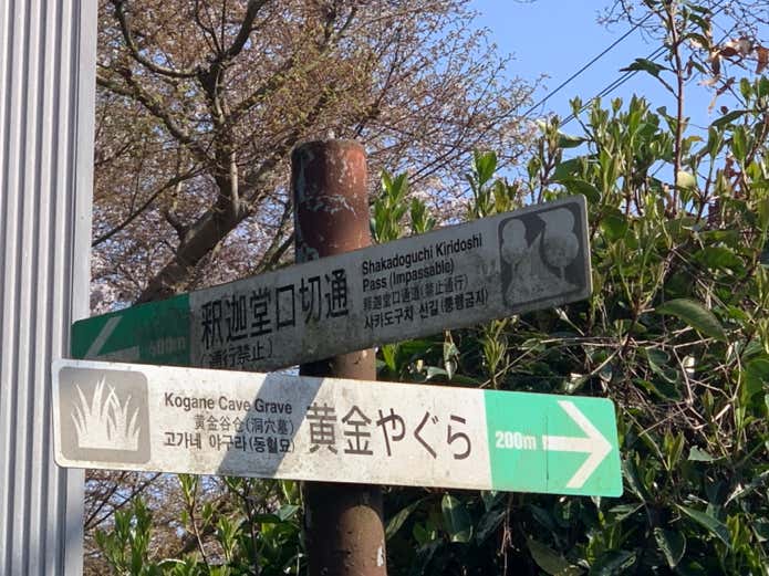 二叉路にある道標