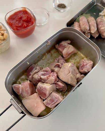 メスティンマニア　レシピ　大豆のカスレ
