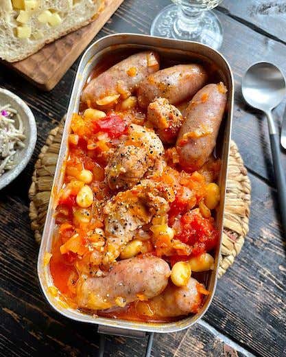 メスティンマニア　レシピ　大豆のカスレ