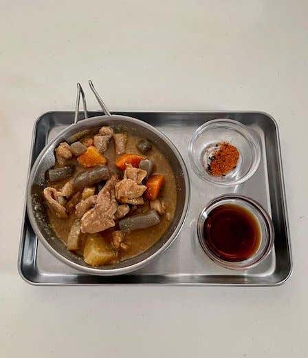 メスティン　レシピ　もつ煮の炊き込みご飯