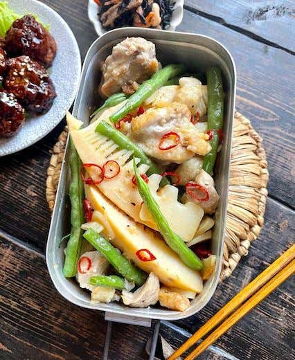 メスティンマニア　レシピ　たけのこと鶏肉のアーリオオーリオ