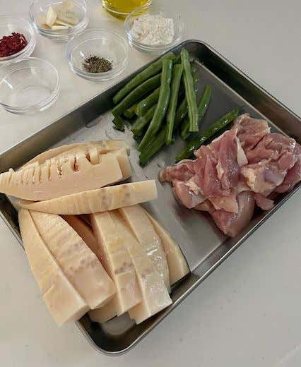 メスティンマニア　レシピ　たけのこと鶏肉のアーリオオーリオ