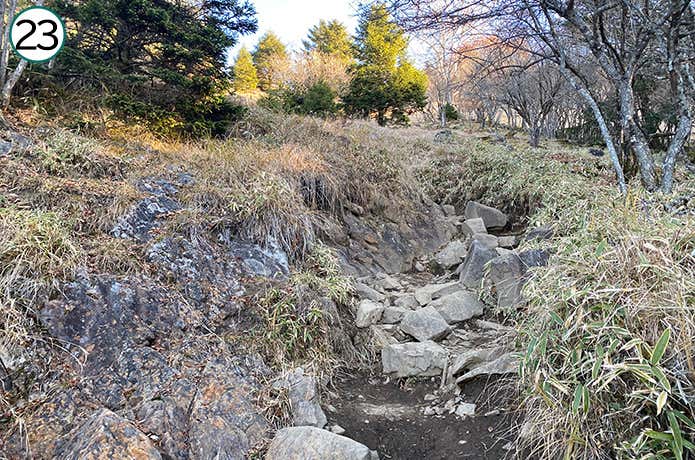 ㉓岩がころがる登山道