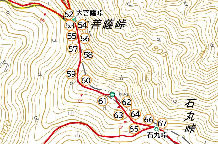 雷岩～大菩薩峠　セクション④マップ
