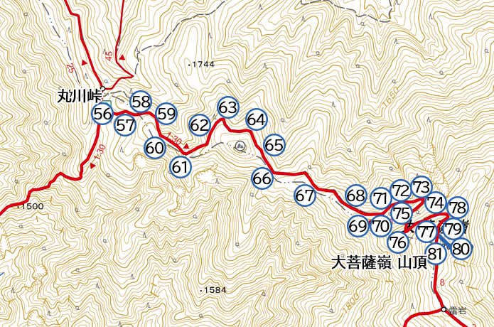 丸川峠～大菩薩嶺 山頂　セクション③マップ