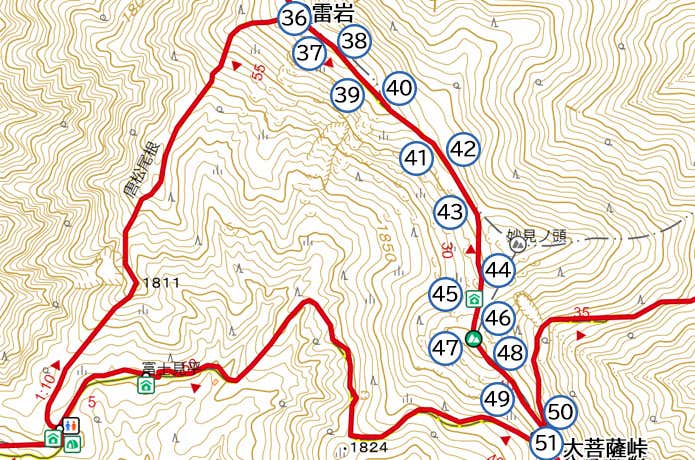 雷岩～大菩薩峠　セクション③マップ