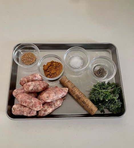 ソーセージとごぼうのカレーピラフ　メスティン　レシピ