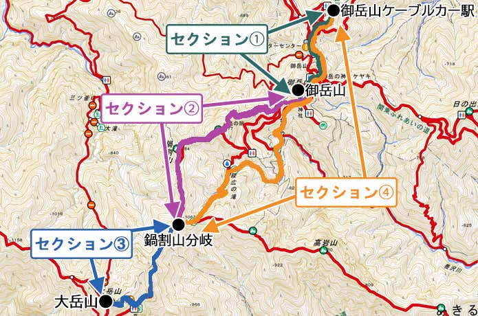 大岳山 セクションマップ