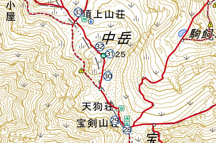 セクション③：宝剣山荘～頂上山荘　マップ
