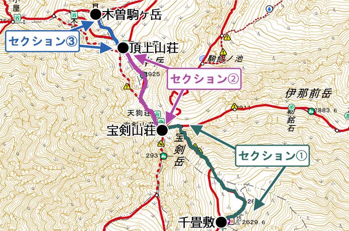 木曽駒ヶ岳　セクションマップ