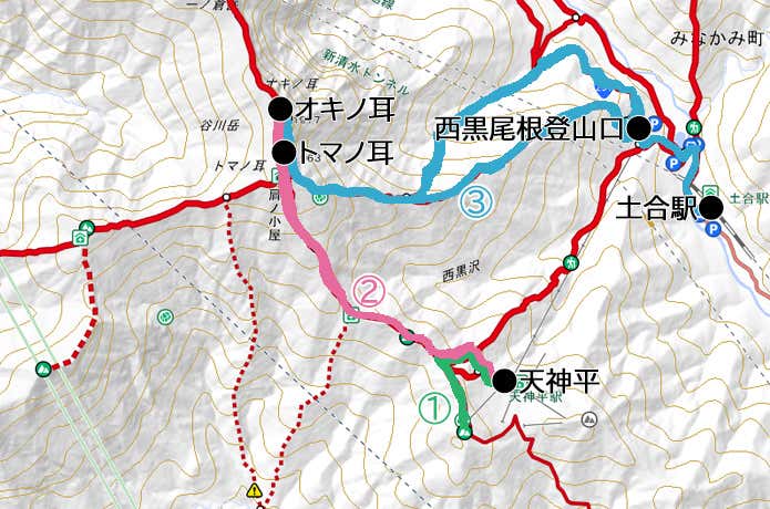 谷川岳　コースマップ
