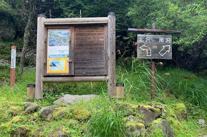 北沢と南沢の分岐点