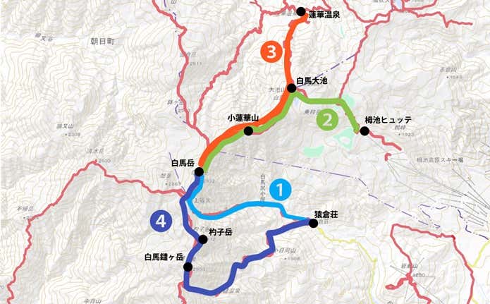 白馬岳の代表コース