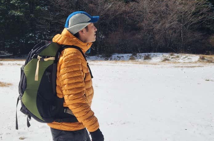 雪降る中のウエアテスト