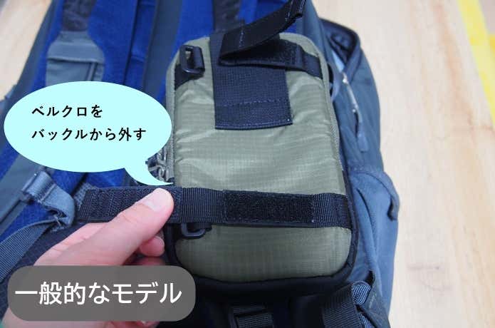 通常のショルダーポーチのハーネスへの装着