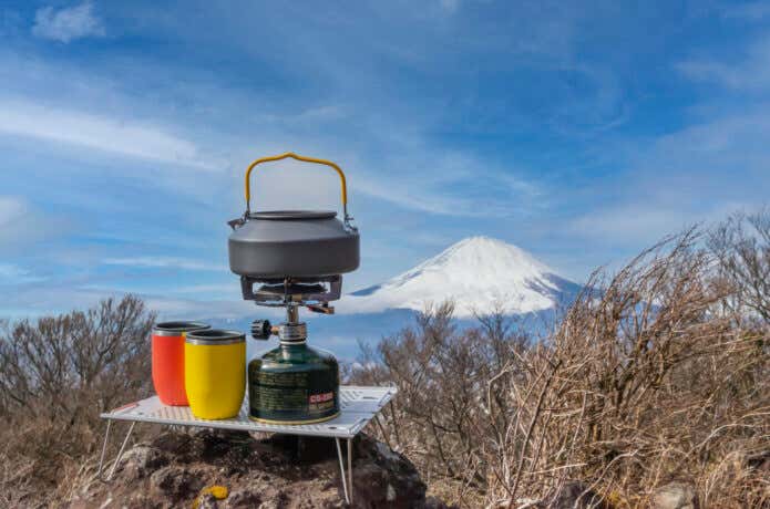 山でシングルバーナー