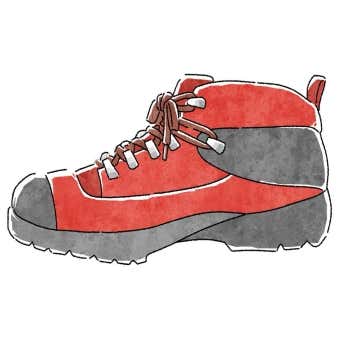 ミドルカットの登山靴のイラスト