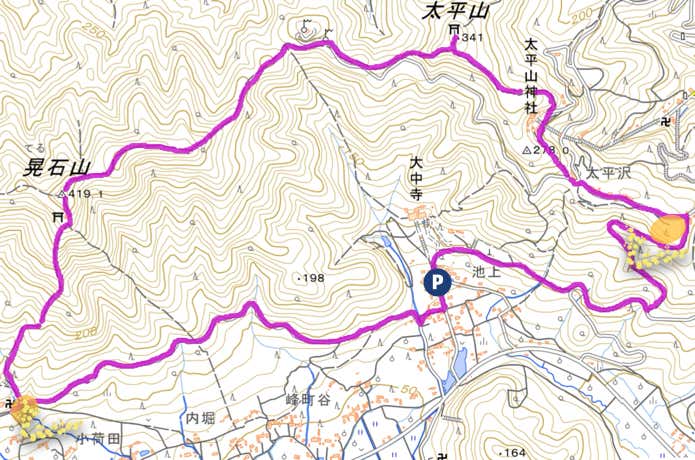 晃石山・太平山MAP