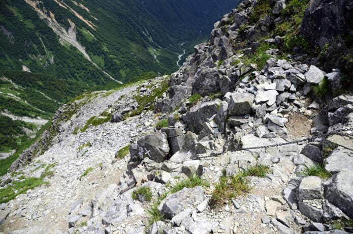 北穂高岳直下のガレ場